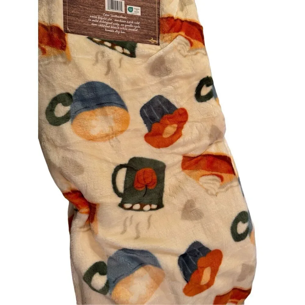 🎃NEW Pumpkin Kisses and Harvest Wishes Oversized‎ Plush Throw 60” x 70” PERFECT